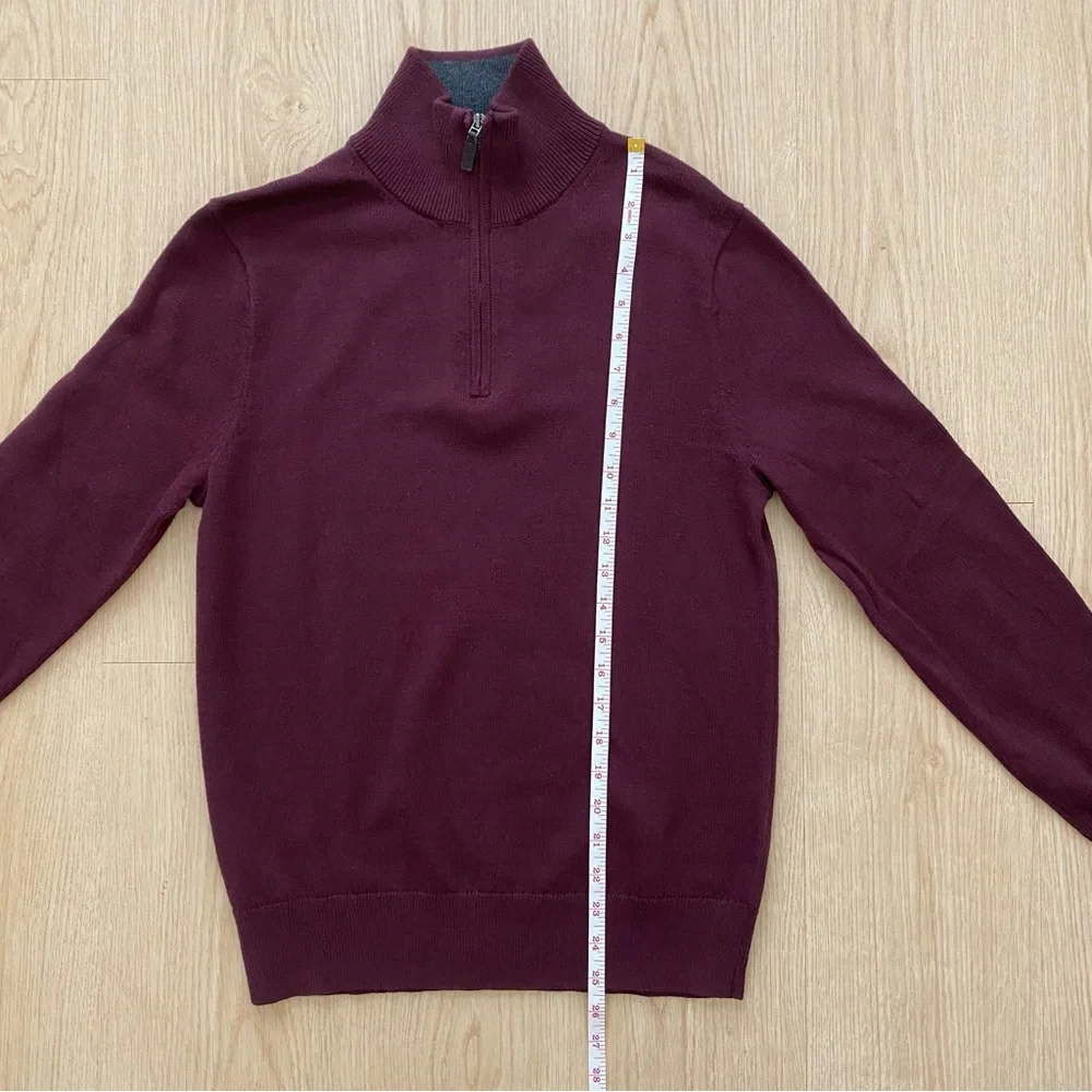 NWT J.Crew Factory Men's Cotton Quarter-zip Sweater Burgundy Size S